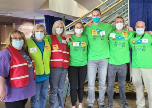 Bumblebee Mascot with the Tazmanian Devil Mascot at the Colorado Mission of Mercy